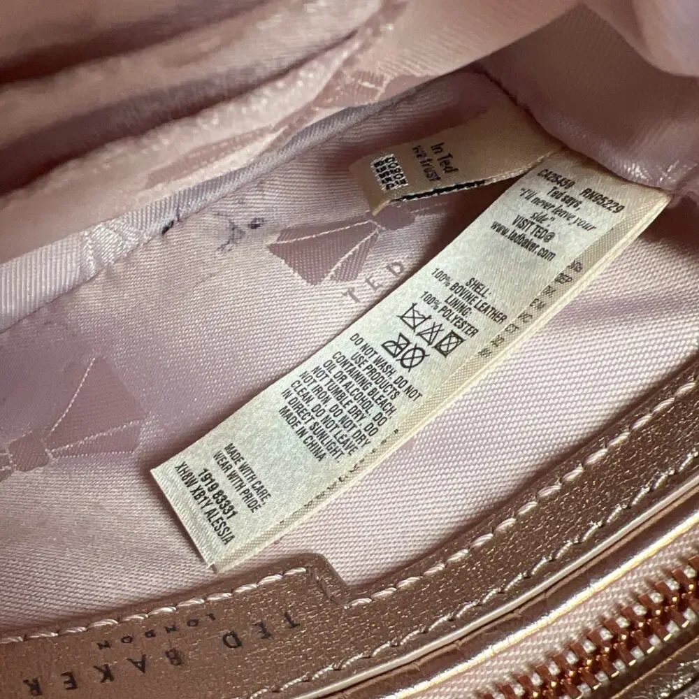 Ted Baker Rose Gold Pearl Embellished Leather Camera Bag